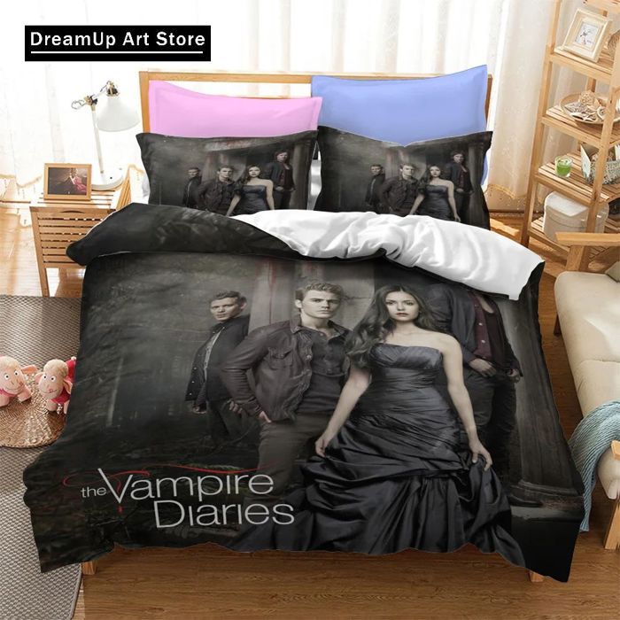 ZBT059599 Parure de lit Vampire Diaries pour garçons et filles housse de couette et taie doreiller pour adultes mode 140X200CM