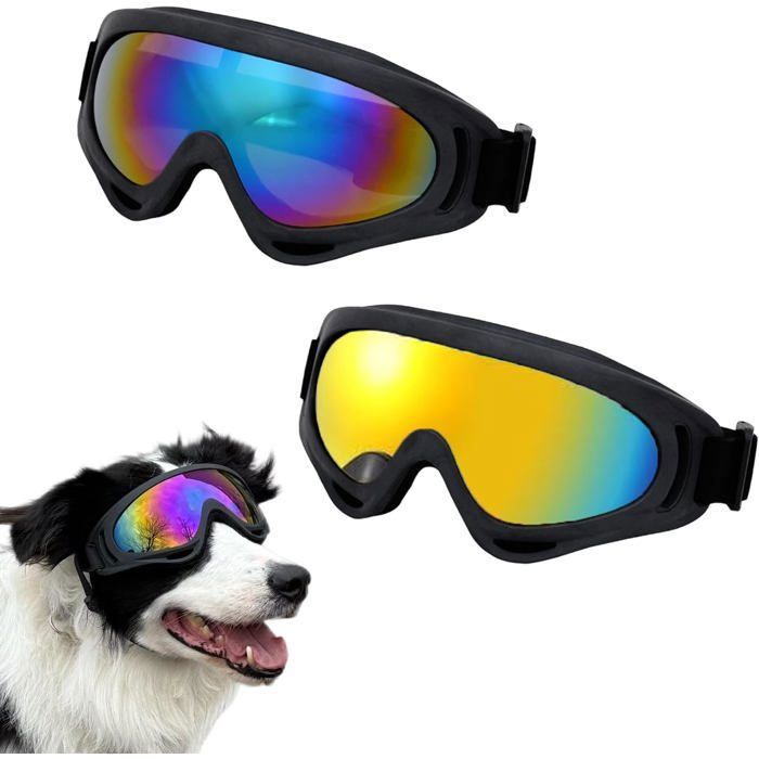 2 Pièces Lunette pour Chien Lunettes de Soleil pour Chiens Protection UV Coupe-Vent