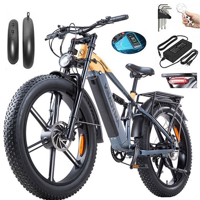 KIMDYMA K03 – vélo électrique suspension intégrale – double moteur 1000W×2 – batterie 20Ah – 100km – freins hydrauliques – pneu 26