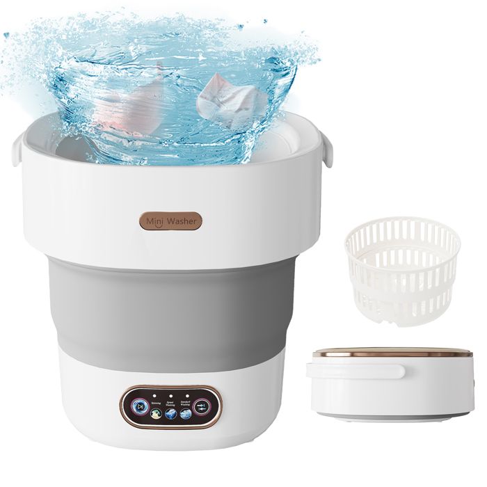 Mini lave-linge pliable 13L avec essoreuse – Silencieux – faible consommation – Pour sous-vêtements vêtements bébé -Gris