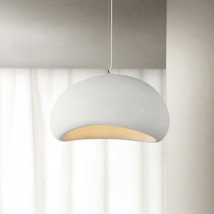 STOEX Lune Lustre Suspension Moderne Créatif Simulation Ciment Texture Luminaire E27 pour Cuisine Salon Chambre Blanc