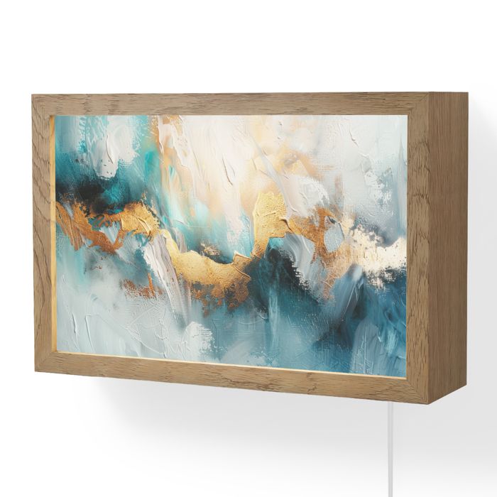 Applique Murale LED - Lampe de Chevet Murale Design - Motif Abstrait - Art - Or - Bleu 30x20 cm Couleur Turquoise - OnlyWow
