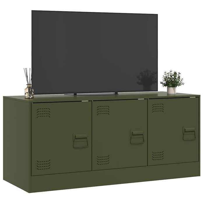 Meuble TV vert olive 99x39x44 cm acier_2 ans garantie_14465