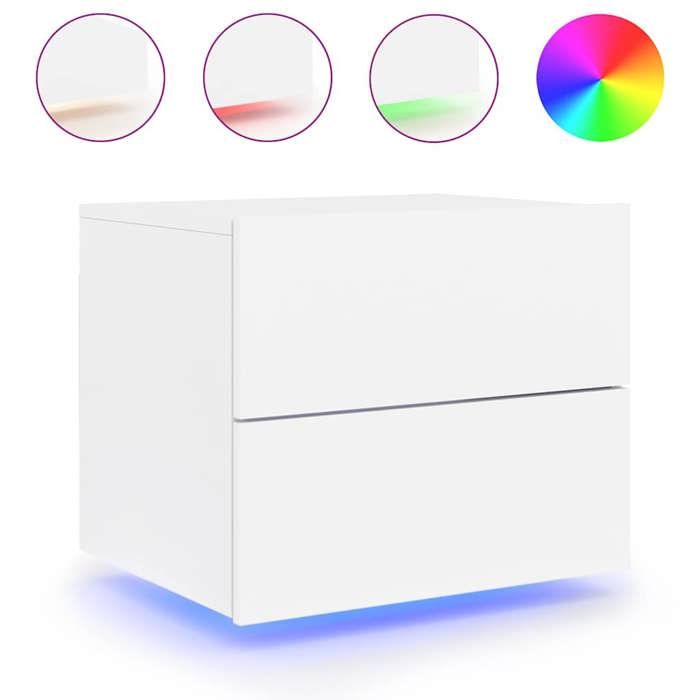 Tables de lit Moderne CHIC 2 pcs Armoires de chevet - desgin murales - avec lumières LED - blanc CC1445 Tables de lit Moderne CHIC 2 pcs Armoires de chevet - desgin murales - avec lumières LED - blanc CC1445