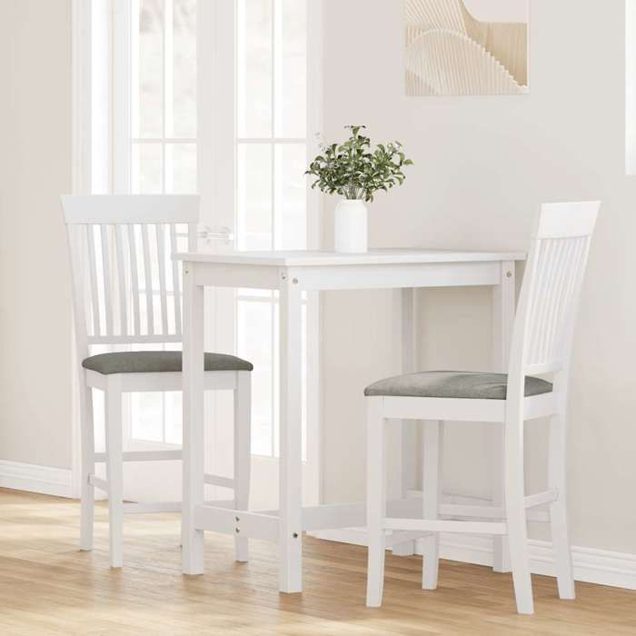 Winter SaleTabourets de bar avec coussins (lot de 2) Sièges de Bistroen bois massif blanc et caoutchouc(48 x 525 x 107 cm) 8825