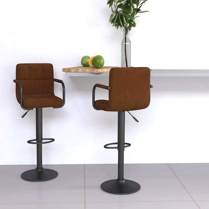 vidaXL Tabourets cuisine - Chaises de bar - lot de 2 - marron velours @502