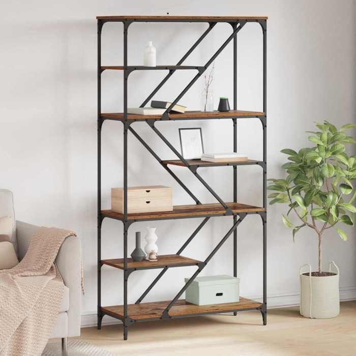ELORAN Armoire Étagère - Étagère 9 niveaux - grand espace - 91x36x176 cm - Bois dingénierie - pour salon 96394