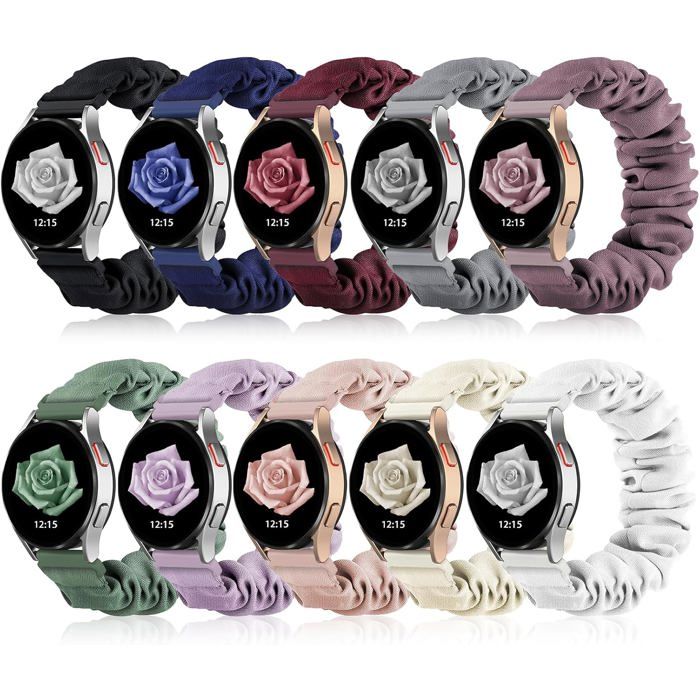 10 Couleurs Bracelets en Tissu pour Samsung Galaxy Watch 6 4 5 Active 2 Pro 20mm - Libération Rapide Élastique Bracelet de