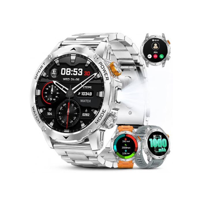 Montre connectée - GENERIQUE - EF12 - Écran 1 75 IPS 360x360 - Batterie 1000mAh 14j - Étanche IP68 avec torche LED