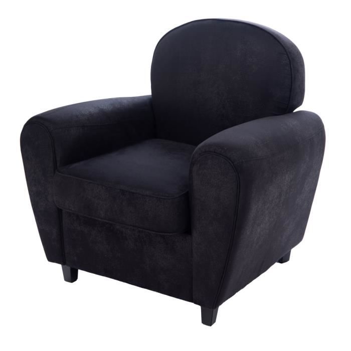 fauteuil club noir - amadeus - simili cuir - accoudoirs généreux - style contemporain
