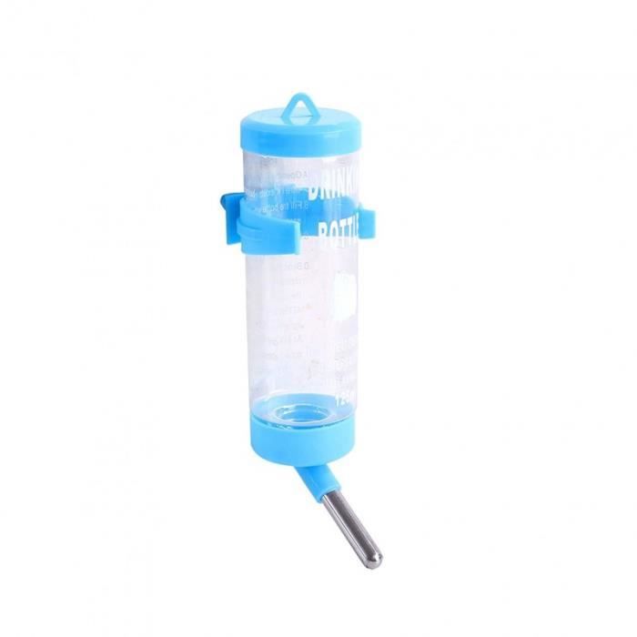 Distributeur D’eau 2 En 1 Pour Petits Animaux - Bouteille 80 Ml Anti-fuite Avec Bol Intégré - Bleu - 5