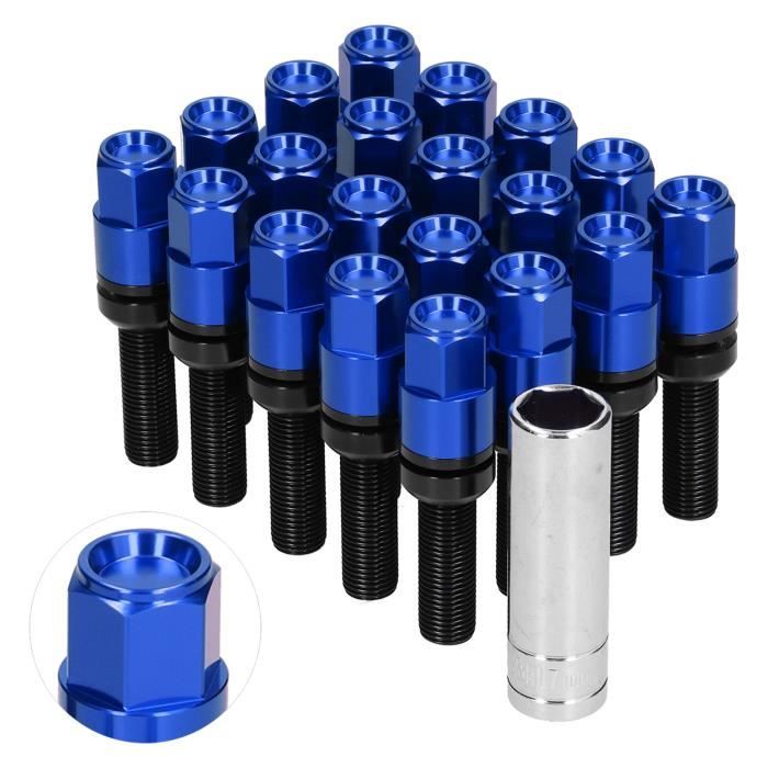 Lot De 20 Boulons De Roue TORX M14x1,5 28mm Coniques Carbonado Avec Clé Adaptateur - Pour Jantes Alu à Ouvertures Étroites