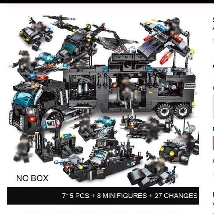Compatible avec Figurine Lego YVSoo Jouet Militaire Kit Casque et Arme pour Figurines de Soldats SWAT Police