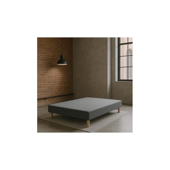 SOMMIER TAPISSIER GRIS 120x190 cm  FABRICATION FRANÇAISE ARTISANALE  PIEDS OFFERTS  HAUTEUR avec PIEDS 27 cm - som120x190grisLG