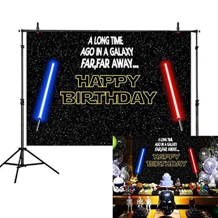 Masque Decoratif Pl1n5 7x5ft Joyeux Anniversaire Theme Toile De Fond Etoile Ciel Noir Univers Guerres Bleu Et Rouge Sabre Laser Phot Cdiscount Appareil Photo
