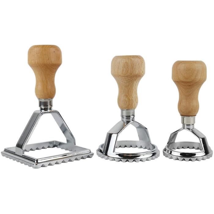 Ezydka Kit Ravioli 7 Pièces - Moule Inox + Emporte-Pièce + Roulette - Machine à Dumplings Et Chaussons