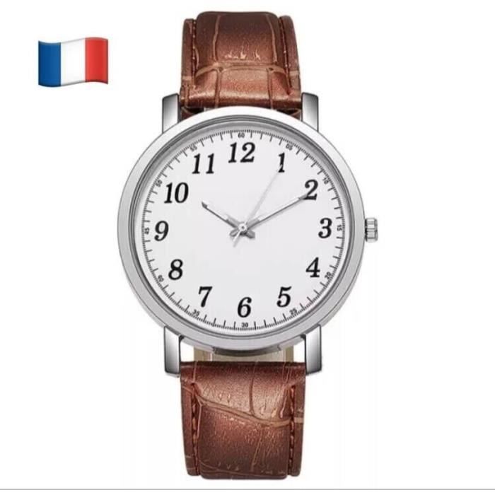 Montre homme Camel argent Quartz Aiguilles Analogique Bracelet cuir pu chiffre
