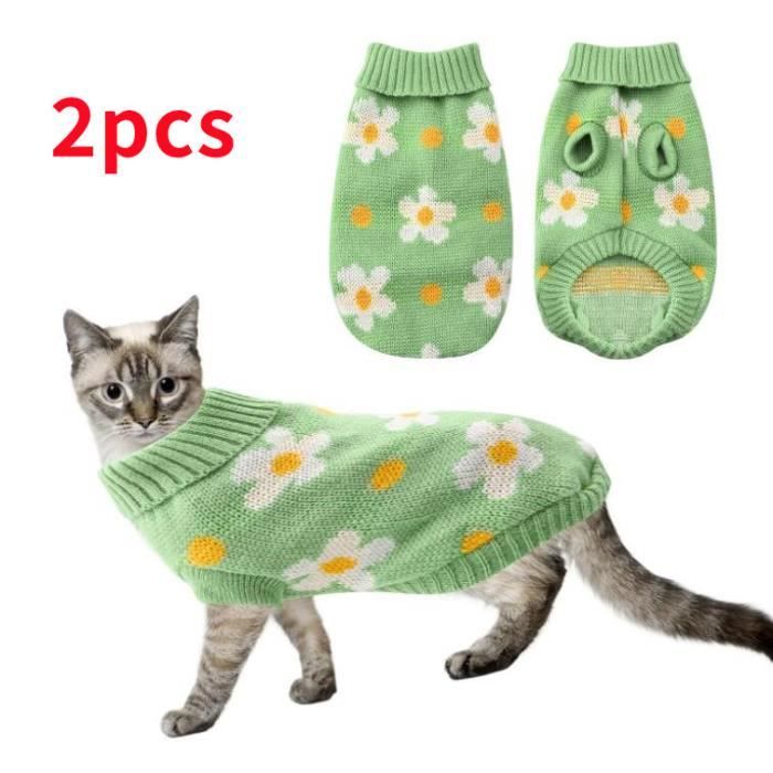 Pull pour chien Motif de fleur Tricot de laine Col roulé d