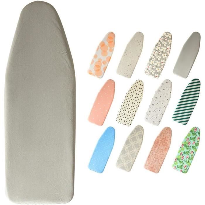 Housse De Planche à Repasser En Coton Épais Anti-Brûlure - Gris Élégant 130x50 Cm, Bord Élastique Ultra-Résistant
