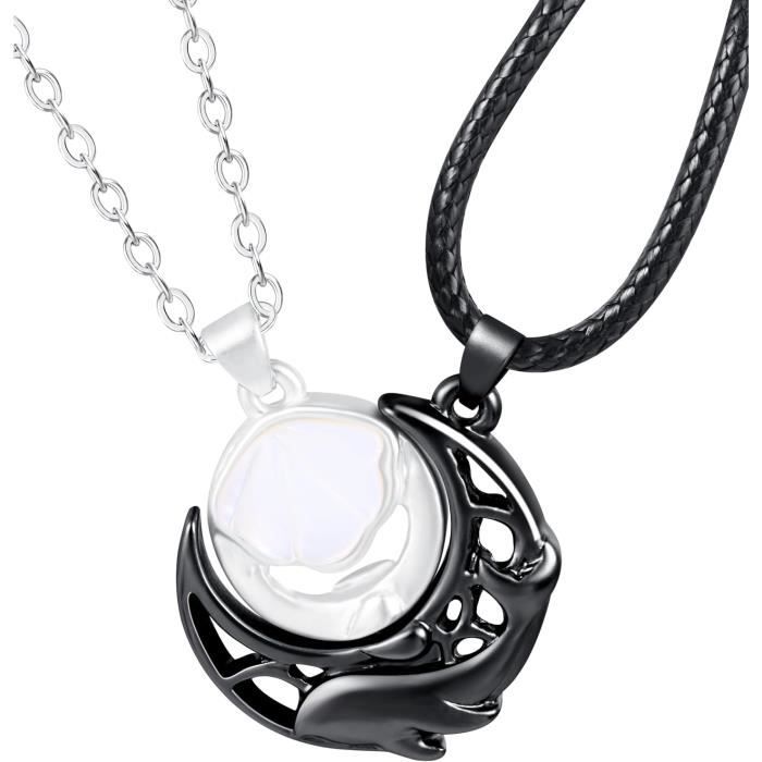 2 Pièces Collier Couple Aoureux En Acier Inoxydable, Pendentif Coeur