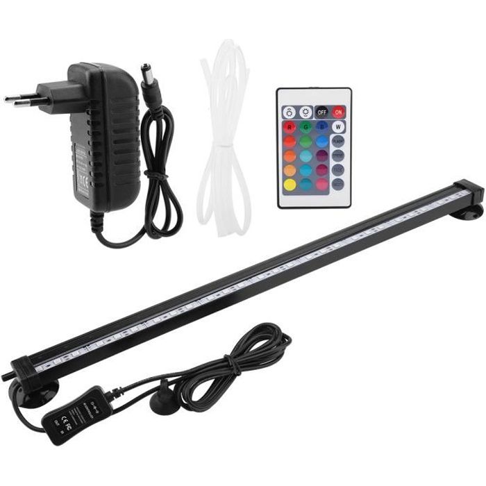 100-240V Lampe LED pour aquarium - Lampe à changement de couleur de télécommande colorée - Lampe à bulles sous-marine - 46cm - EU