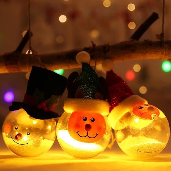 Boule de Noël LED Lumineux transparents Santa Décoration de sapin - père Noël - Cdiscount Maison