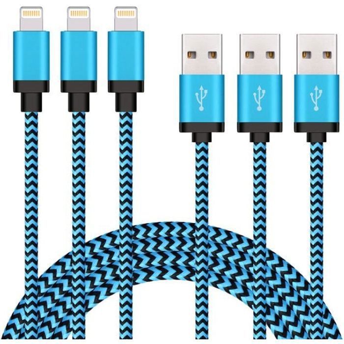 Lot De 3 2m Cable Chargeur Cordon En Nylon Tresse Connecteur En Aluminium Pour Iphone Ipad Ipod Rose Gris Achat Cable Telephone Pas Cher Avis Et Meilleur Prix Cdiscount