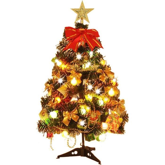 Mini Sapin De Noël Artificiel LED De 40 Cm - Avec Guirlande Lumineuse Et Décorations, Pour Table Ou Décoration