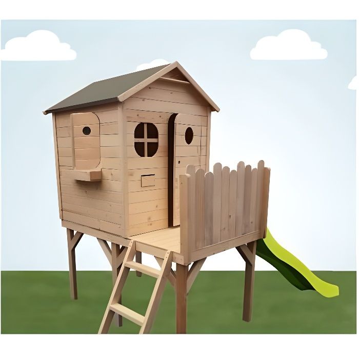 MAISON COTTAGE SUR PILOTIS AVEC TOBOGGAN BRUTE CABANE ENFANT Cdiscount Jeux Jouets