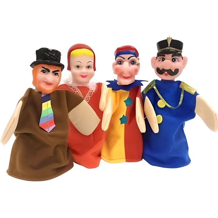 Pack 4 Marionnettes a main Personnages (Guignol, Chaperon Rouge