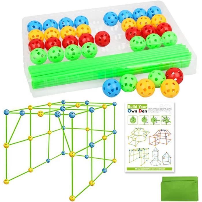 Acheter 175 pcs Kit De Construction Cabane pour Enfants lumineux Jouets De  Fort DIY – Garçon Filles Age 4 5 6 7 8 9 Ans Jeux Tente Educatif