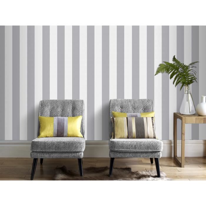 Papier Peint Rayure Gris Et Blanc Achat Vente Pas Cher