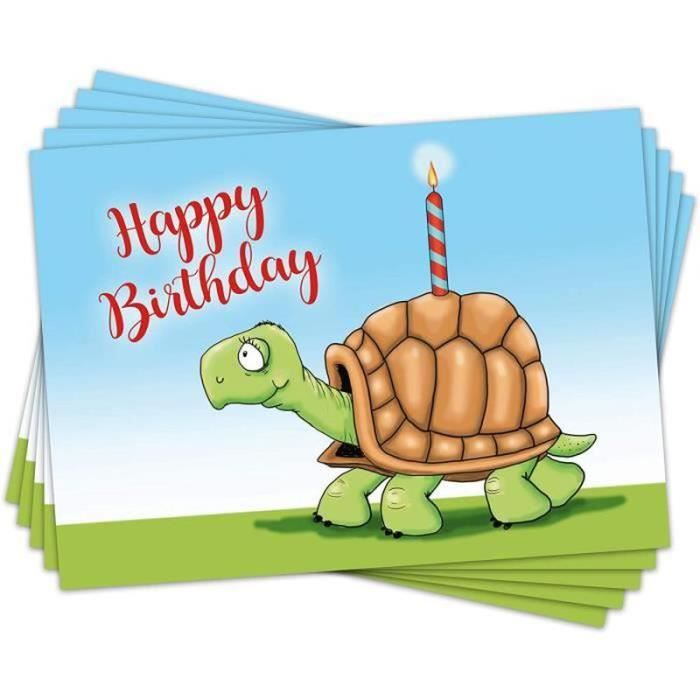 Lot De 5 Cartes De Vœux D'anniversaire Avec Tortue Au Format DIN A61411