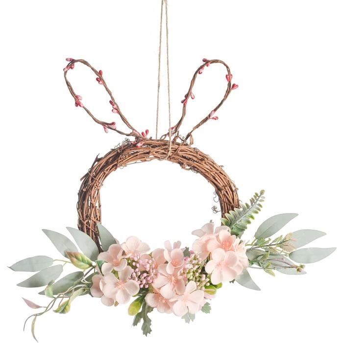 Couronne De Pâques Pearl Avec Lapin - Suspension Décorative 20 Cm (Neuve)