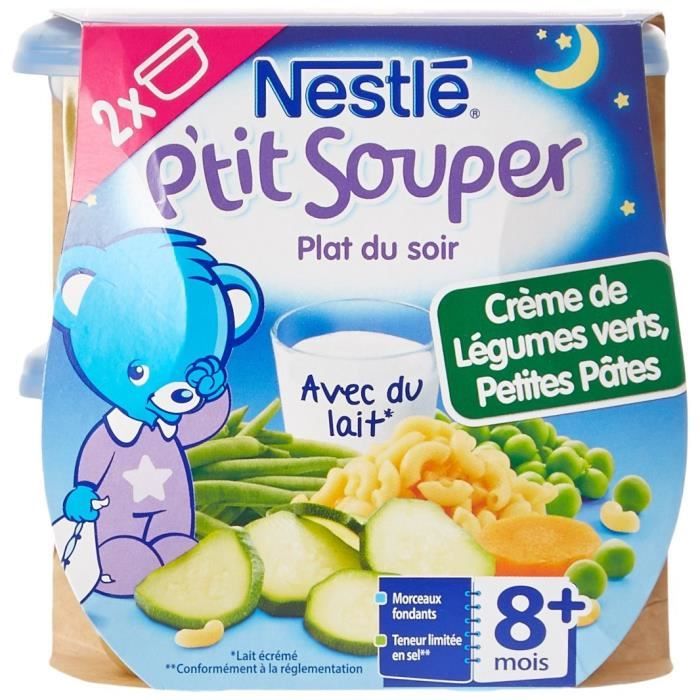 Nestle P Tit Souper Plat Du Soir Creme De Legumes Verts Petites Pates Avec Du Lait 2x0 G Des 8 Mois Cdiscount Puericulture Eveil Bebe