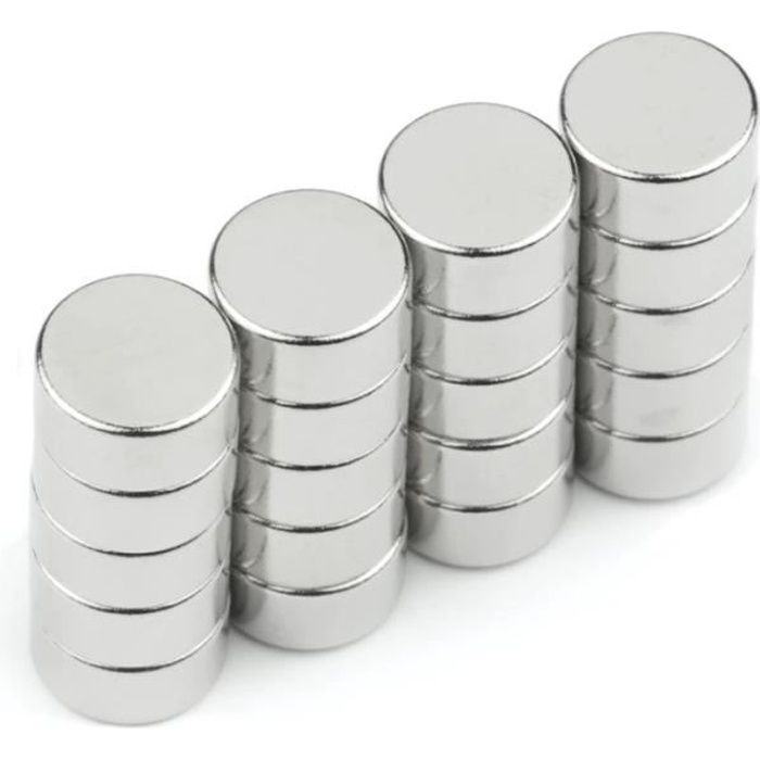 Lot De 100 Aimants Ronds Adhésifs 20x2,5 Mm - Auto-collants, Repositionnables - Pour Tableau Blanc, Frigo, Bricolage