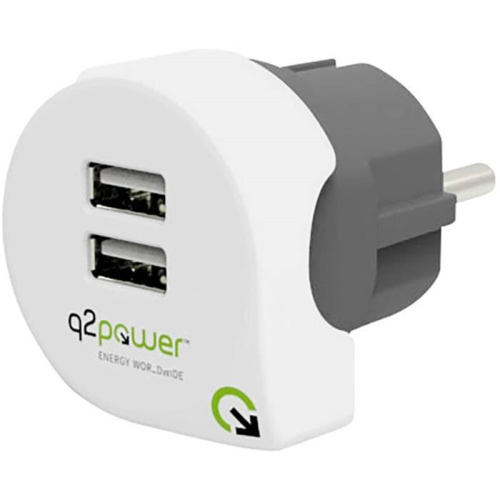 Adaptateur de voyage World to World USB - Q2Power