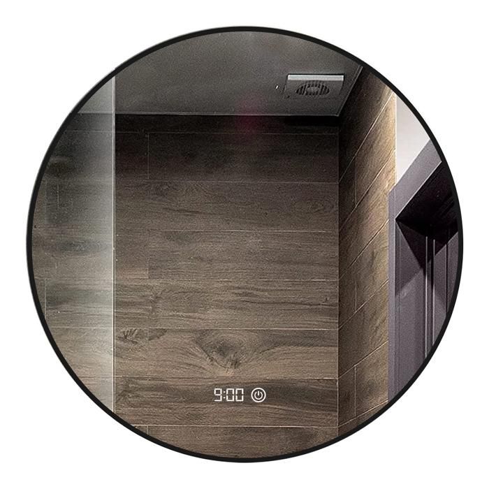 Miroir Salle De Bain éclairé Rond 80 Cm – LED Tactile 3 Couleurs, Antibuée, Affichage Température – Sans Cadre, Argent