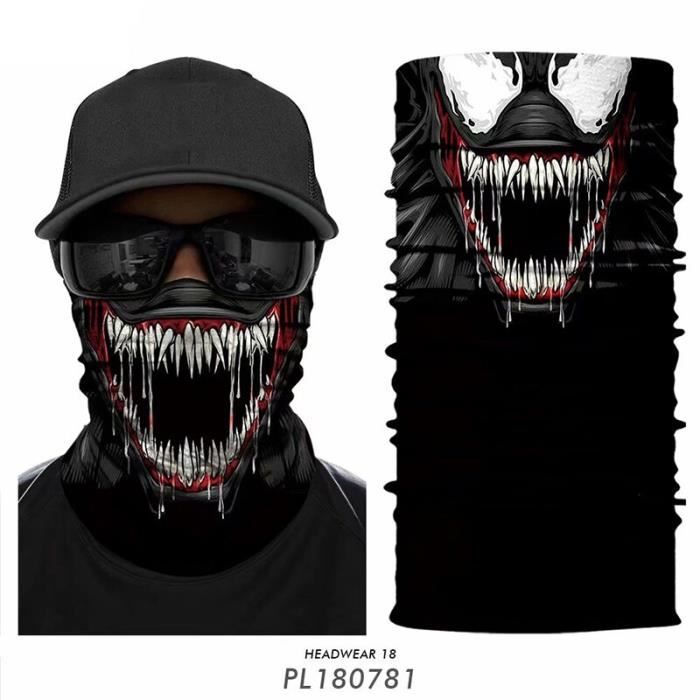 Couleur PL180781 Masque Venom 3D Bandana pour hommes, guêtre de cou, cyclisme, bouclier facial, écharpe de randonnée, bandeau de S