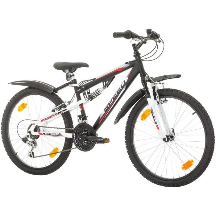 Probike speed 24 pouces vtt tout suspendu 18 vitesses velo garcon velo fille adapte de 130 155 cm Cdiscount Sport