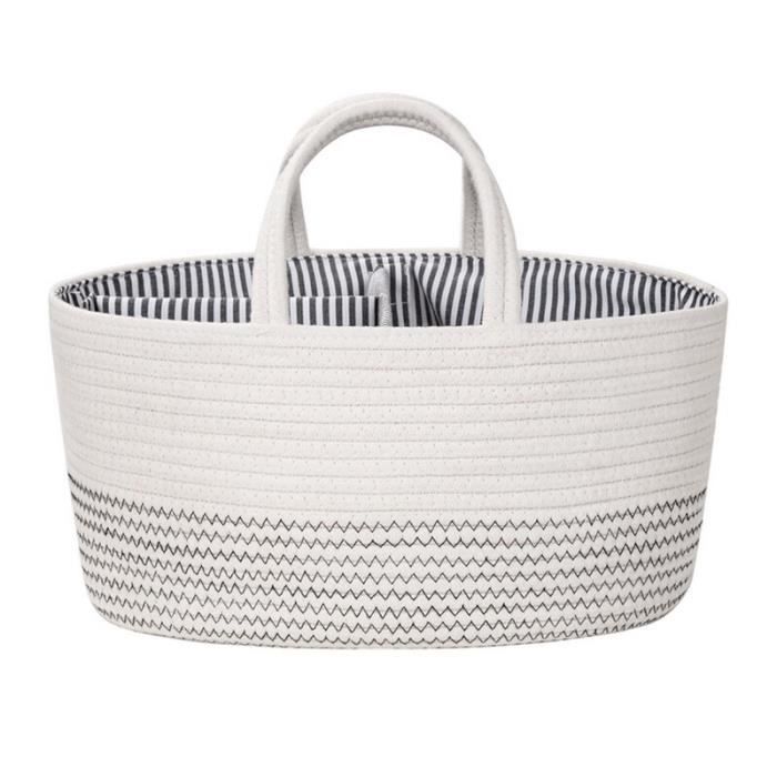 Panier De Rangement Pliable Pour Bébé - Poches Multiples, Poignée, Matériau Doux Peluche - 38 X 25,4 X 17,8 Cm - Pour Couches, Lingettes, Vêtements - 3