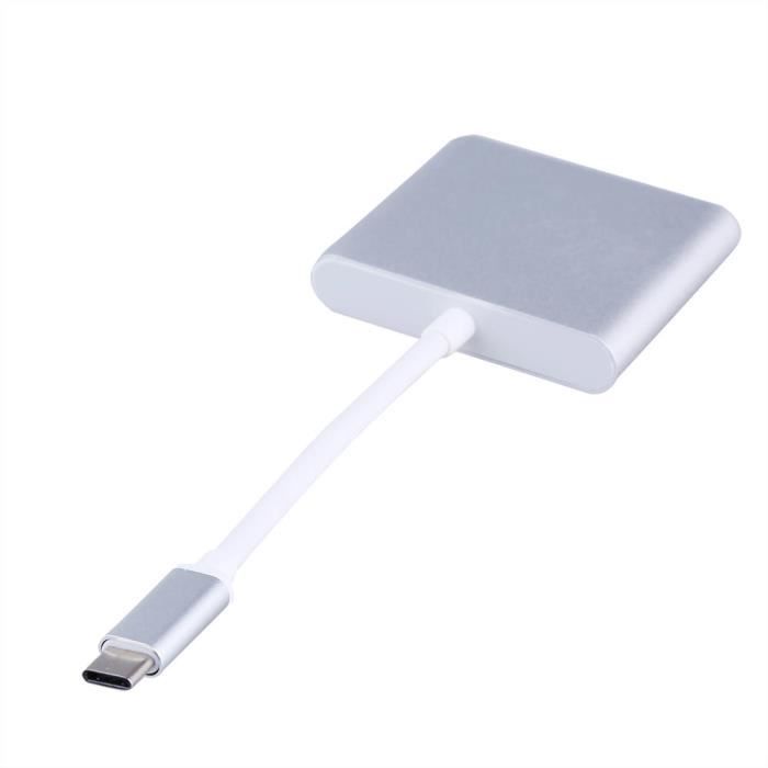 ARAMOX HUB Adaptateur USB 3.1 Adaptateur multiport numérique 3 en 1 USB 3.1 Type C vers HDMI USB 3.0 avec port de chargement de