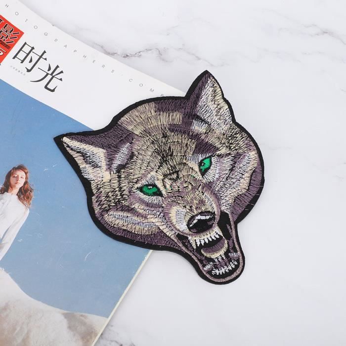 2 pieces tete de loup vetements patch fer sur Applique bricolage T shirt robe sac tissu autocollant tete de loup Cdiscount Beaux Arts et Loisirs creatifs