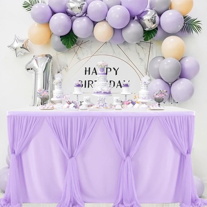 Jupe de table tutu - Jupe de table en tulle - Décoration - Nappe moelleuse en maille pour anniversaire, fête de mariage, Saint-Valentin, bal de fin d'année, remise de diplôme, Noël, Pâques