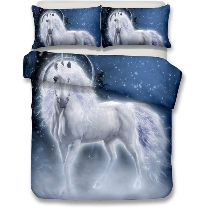 Degrees Home Parure De Lit Licorne Enfant 90 X 190 Cm – 3 Pièces Drap + Drap-Housse + Taie – 50% Coton 50% Polyester Doux & Anti-Plis