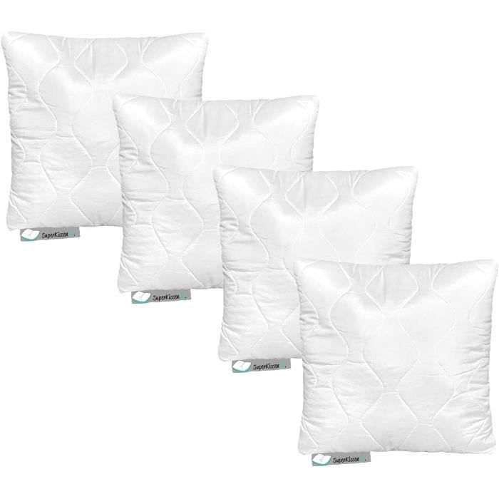 mak Lot de 2 protège-oreillers matelassés avec fermeture éclair Blanc 50 x 75 cm