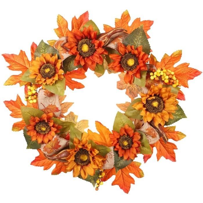 Couronne Décorations d/'automne Couronne d/'automne artificielle Couronne de citrouille artificielle Lifeelike Maple Pinecone Halloween Noël Noël House récolte pour la porte d/'entrée 35cm