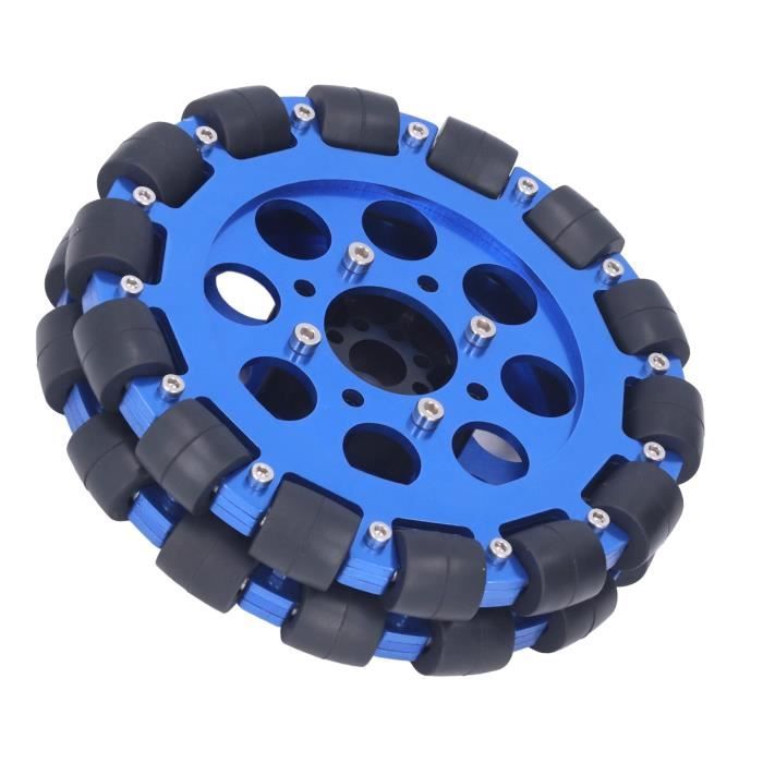 Roue Omnidirectionnelle Double 38 Mm – Alliage Aluminium – 8 Rouleaux PU – Moyeu Métallique – Pour Robot/cart