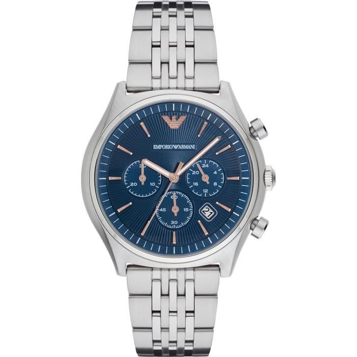 ARMANI Montre Homme AR1974 Coloris Argent Cadran Bleu - Cdiscount Bijouterie