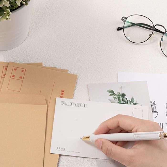 50 Pièces Enveloppes En Papier Kraft Vintage Blanc